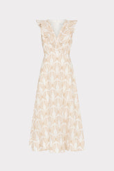 Butterfly Eyelet Ruffle Midi Dress White/Tan | Milly Women