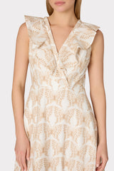 Butterfly Eyelet Ruffle Midi Dress White/Tan | Milly Women