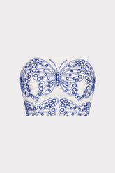 Butterfly Eyelet Strapless Crop Top White/Blue | Milly Women