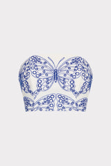 Butterfly Eyelet Strapless Crop Top White/Blue | Milly Women