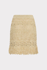 Beaded Fringe Knit Skirt Beige Multi | Milly Women