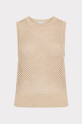 Sequin Mesh Shell Sweater Beige | Milly Women