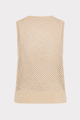 Sequin Mesh Shell Sweater Beige | Milly Women