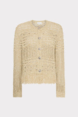 Beaded Fringe Knit Cardigan Beige Multi | Milly Women
