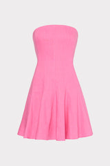 Cameron Solid Linen Strapless Dress Pink | Milly Women