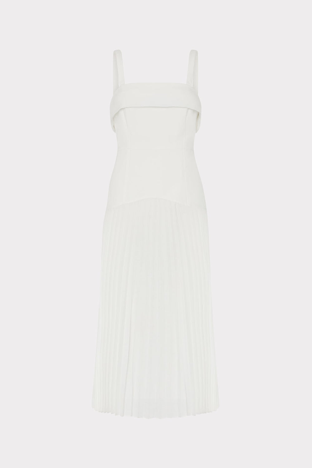 Nala Poplin Pleated Combo Midi Dress White | Milly Women