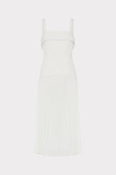 Nala Poplin Pleated Combo Midi Dress White | Milly Women