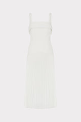 Nala Poplin Pleated Combo Midi Dress White | Milly Women