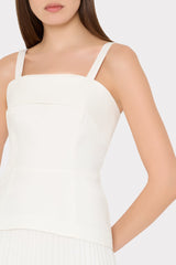 Nala Poplin Pleated Combo Midi Dress White | Milly Women