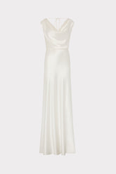 Hammered Satin Cowl Neck Gown White | Milly Women