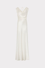 Hammered Satin Cowl Neck Gown White | Milly Women