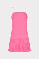 Nola Poplin Pleated Combo Mini Dress Pink | Milly Women