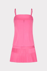 Nola Poplin Pleated Combo Mini Dress Pink | Milly Women