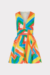 Nikki Multi Stripe Poplin Mini Dress Orange Multi | Milly Women