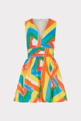 Nikki Multi Stripe Poplin Mini Dress Orange Multi | Milly Women
