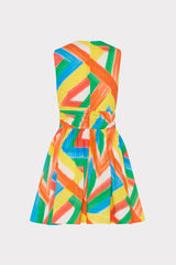 Nikki Multi Stripe Poplin Mini Dress Orange Multi | Milly Women