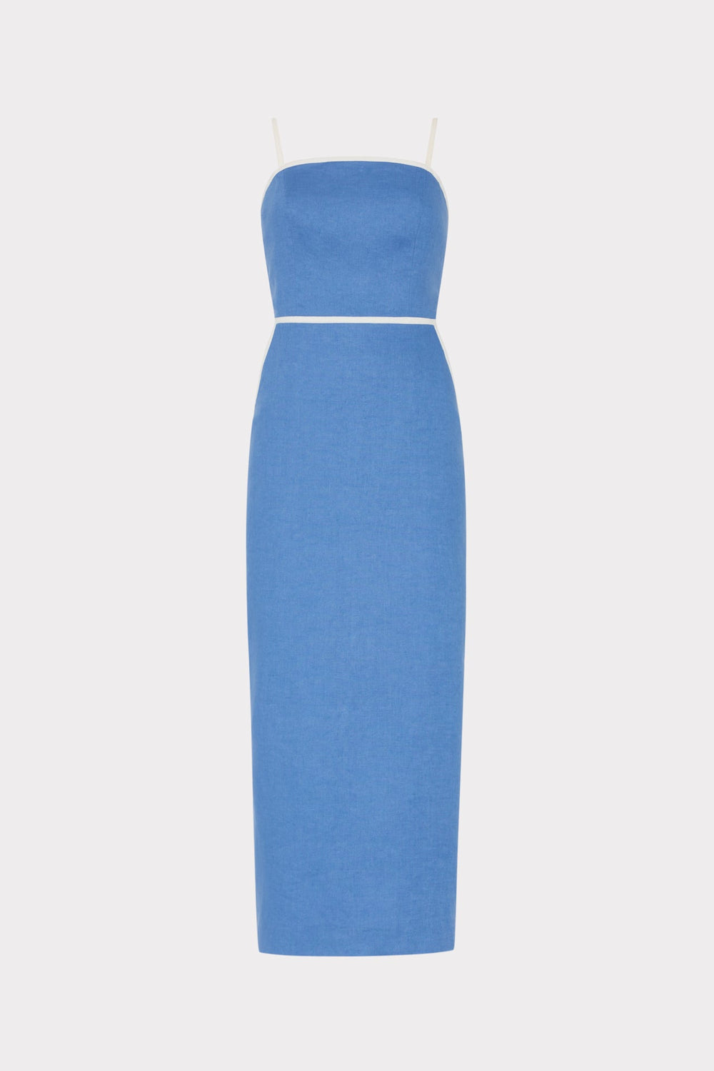 Amara Linen Contrast Midi Dress Blue/White | Milly Women