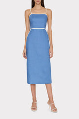 Amara Linen Contrast Midi Dress Blue/White | Milly Women