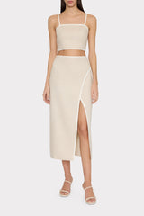 Neriya Linen Contrast Skirt Natural/White | Milly Women