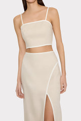Neriya Linen Contrast Skirt Natural/White | Milly Women