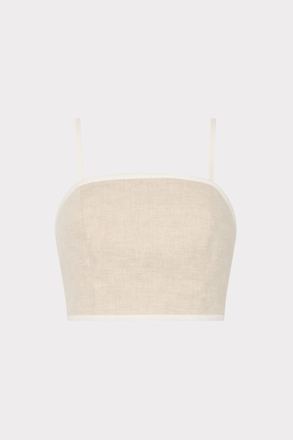 Nyrie Linen Contrast Crop Top Natural/White | Milly Women