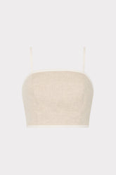 Nyrie Linen Contrast Crop Top Natural/White | Milly Women