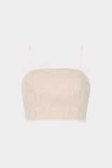 Nyrie Linen Contrast Crop Top Natural/White | Milly Women