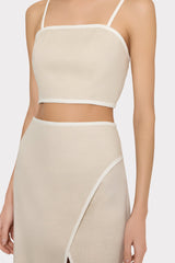Nyrie Linen Contrast Crop Top Natural/White | Milly Women