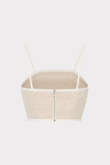 Nyrie Linen Contrast Crop Top Natural/White | Milly Women