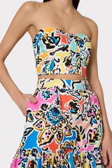 Neha Rainbow Oasis Poplin Bustier Top Black Multi | Milly Women