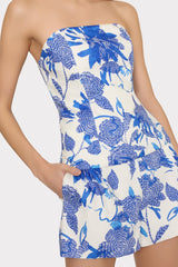 Brushwork Floral Linen Top Blue Multi | Milly Women