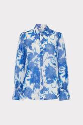 Lacey Brushwork Floral Blouse Blue Multi | Milly Women