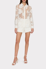 Ashton Grand Fleur Embroidered Top White | Milly Women