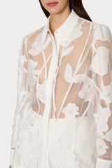 Ashton Grand Fleur Embroidered Top White | Milly Women