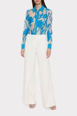 Ashton Grand Fleur Embroidered Top Blue | Milly Women