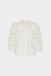Nannie Circular Embroidery Eyelet Top White | Milly Women