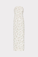Kait Fleur Paillette Midi Dress White | Milly Women