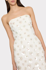 Kait Fleur Paillette Midi Dress White | Milly Women