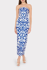 Orion Scroll Embroidery Dress Blue/White | Milly Women