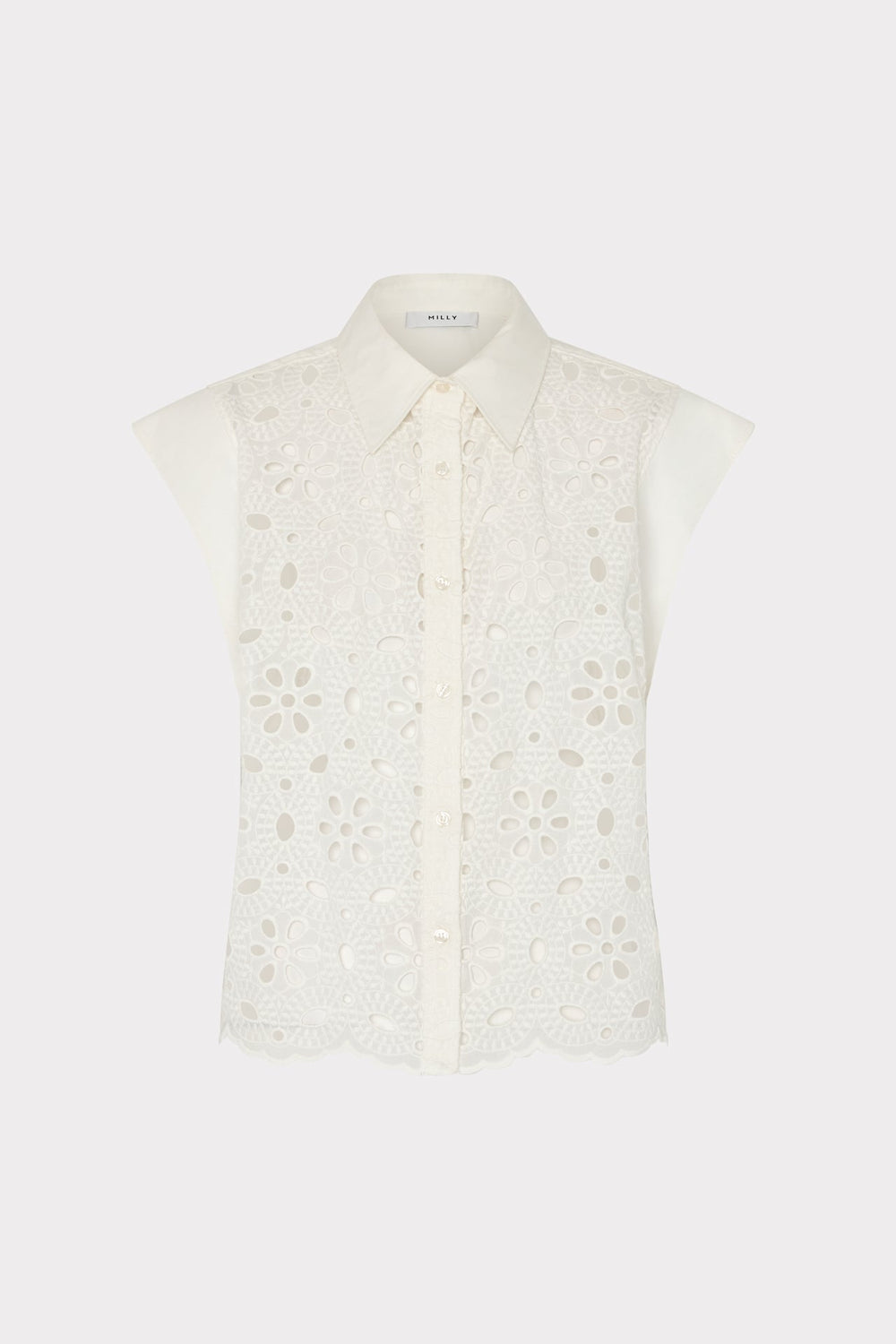 Natalia Floral Eyelet Button Up White | Milly Women