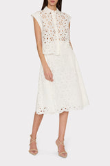 Natalia Floral Eyelet Button Up White | Milly Women