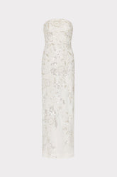 Magnolia Beaded Dream Sequin Maxi Dress White/Silver | Milly Women