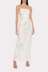 Magnolia Beaded Dream Sequin Maxi Dress White/Silver | Milly Women
