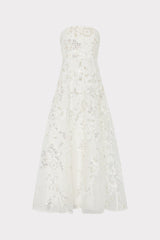 Petunia Beaded Dream Sequins Gown White/Silver | Milly Women