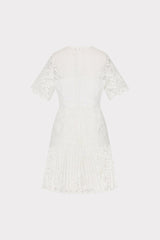 Nikoletta Mixed Laces Pleated Mini Dress White | Milly Women