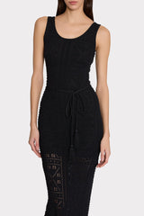 Bubble Pointelle Knit Midi Dress Black | Milly Women