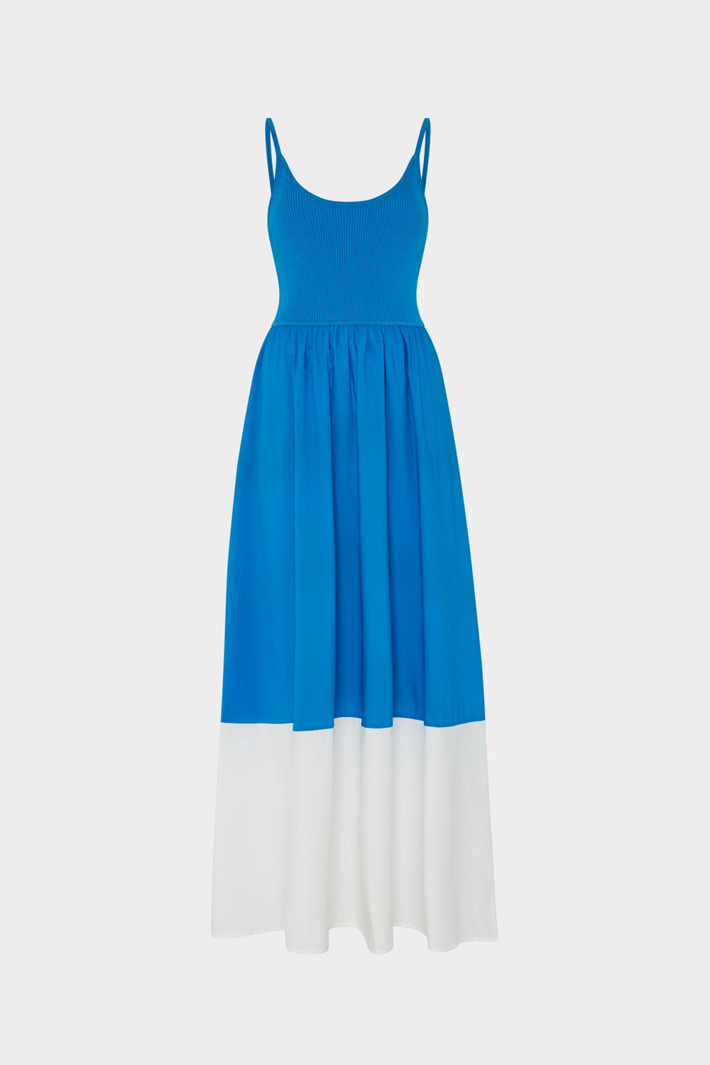 Cami Knit Poplin Blocked Midi Dress Blue/White | Milly Women