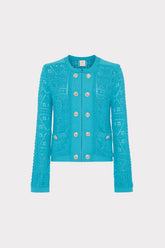 Bubble Pointelle Knit Jacket Bright Blue | Milly Women