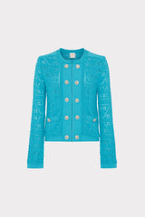 Bubble Pointelle Knit Jacket Bright Blue | Milly Women