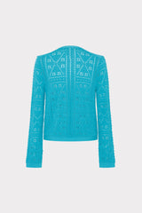 Bubble Pointelle Knit Jacket Bright Blue | Milly Women